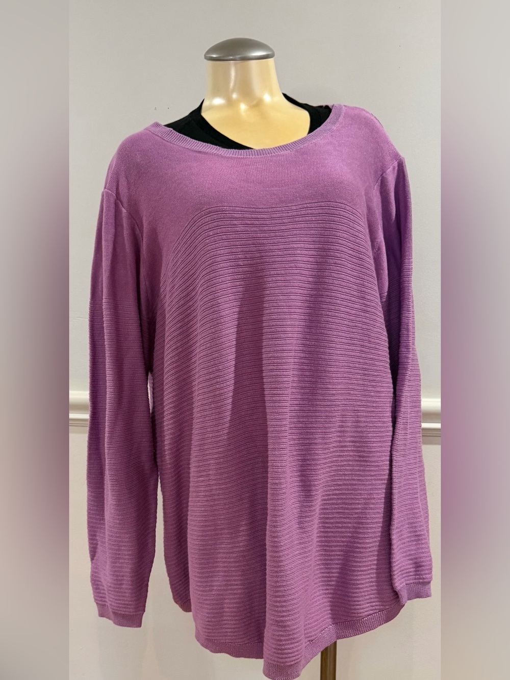 Lily Morgan Woman Lady Plus 3X Lightweight Ribbed Pullover Sweater Lavender